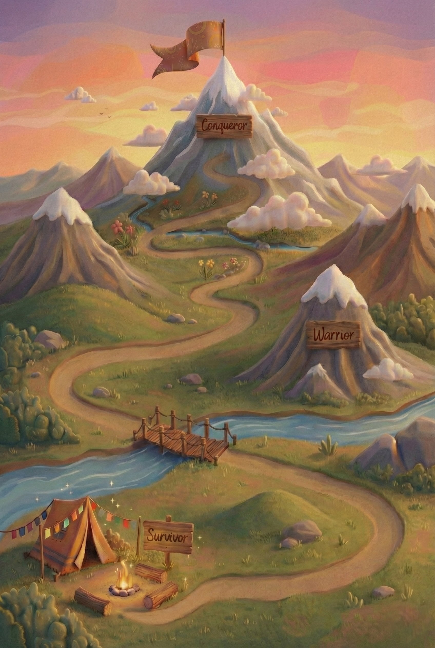 The Bump Trails — a dreamy illustrated progress trail with stickers and milestones