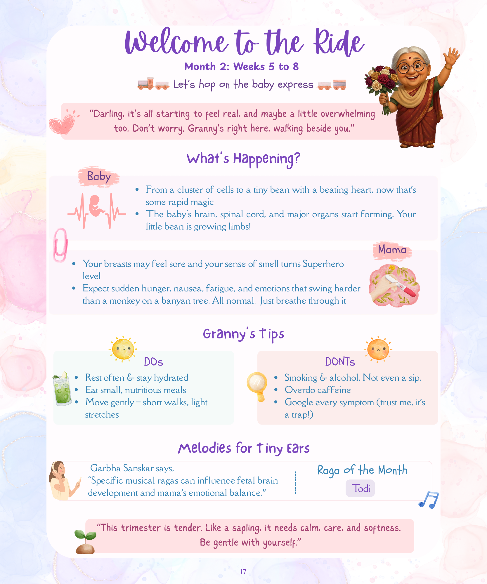 Monthly Baby and Mama Infographics page inside My Bump Tales journal